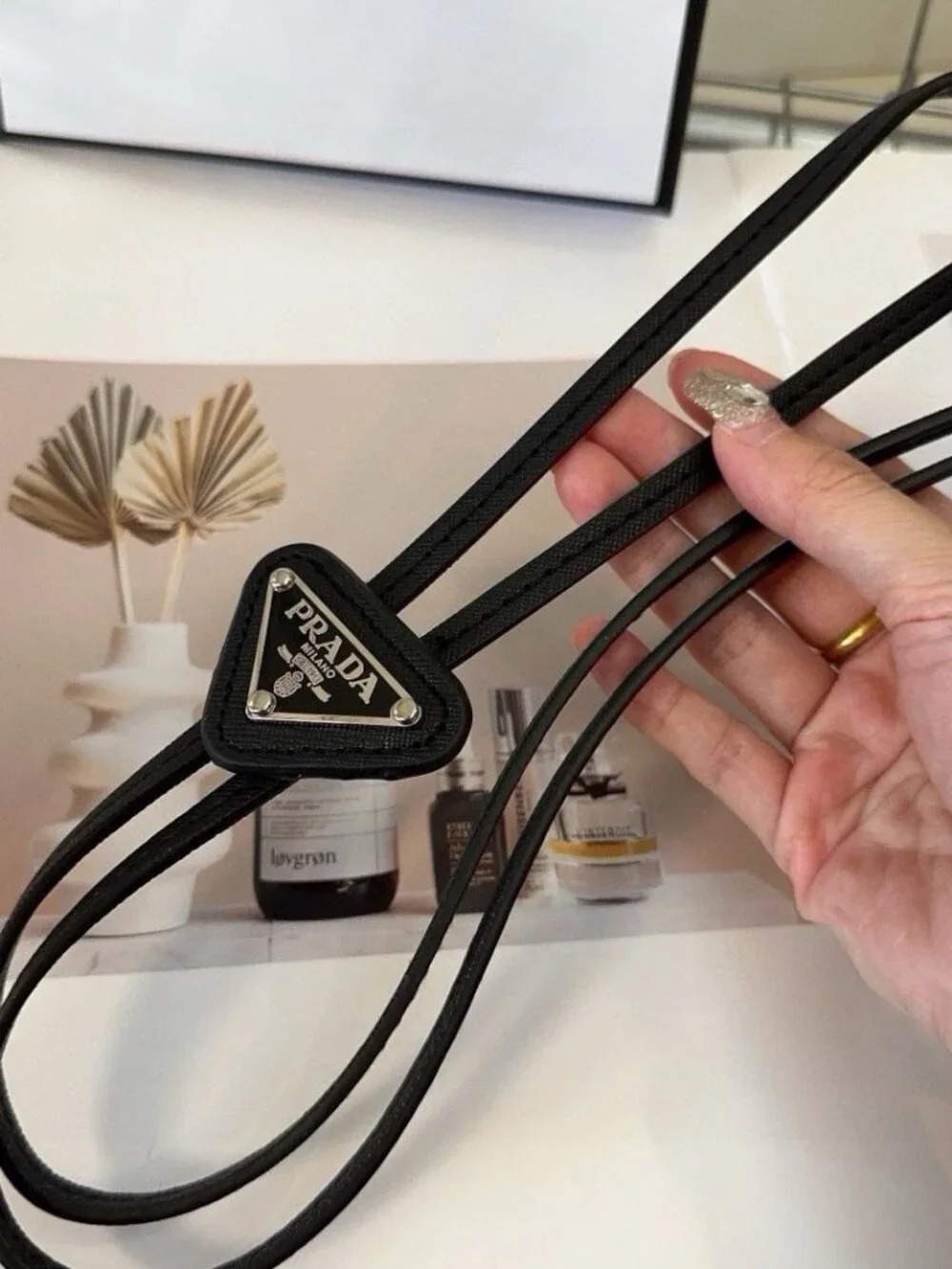 Prada Saffiano Leather Bolo Tie